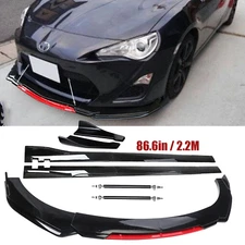 Front Bumper Lip Splitter Spoiler Side Skirt For 17-20 Toyota 86 Glossy Black