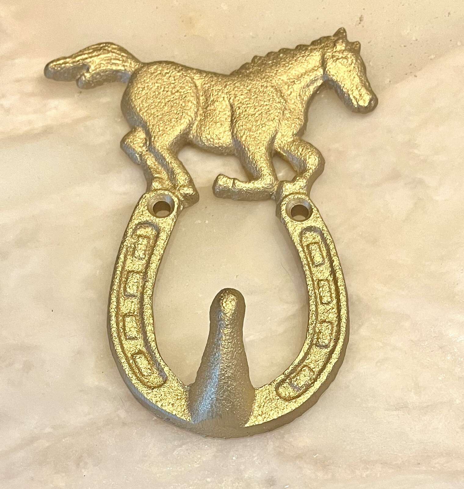 Gancio da parete per scarpe da cavallo pony chiave cappello asciugamani oro ferro massiccio ovest 5”x4”x1”