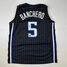 Facsimile Autographed Paolo Banchero Orlando Black Pinstripe Reprint Jersey XL