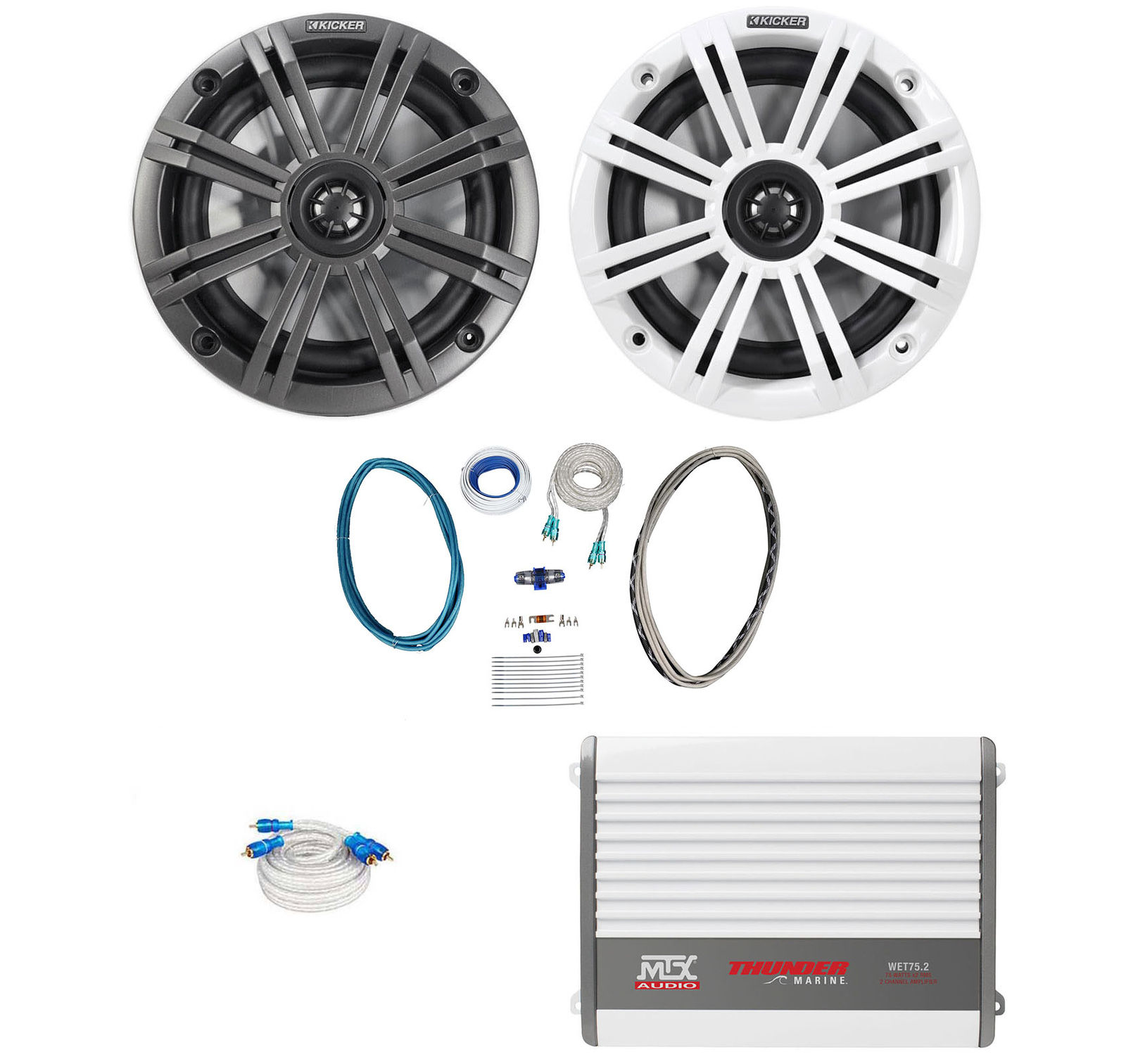 2 Акустические системы для морских судов KICKER 45KM654 65 мощностью 390 Вт 2-канальный MTX-усилитель Комплект усилителей 4759000₽