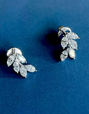 1,20ct Diamant Ohrringe 18kt Weißgold Blatt Ohrstecker Marquise in 1ct Cervin Blanc