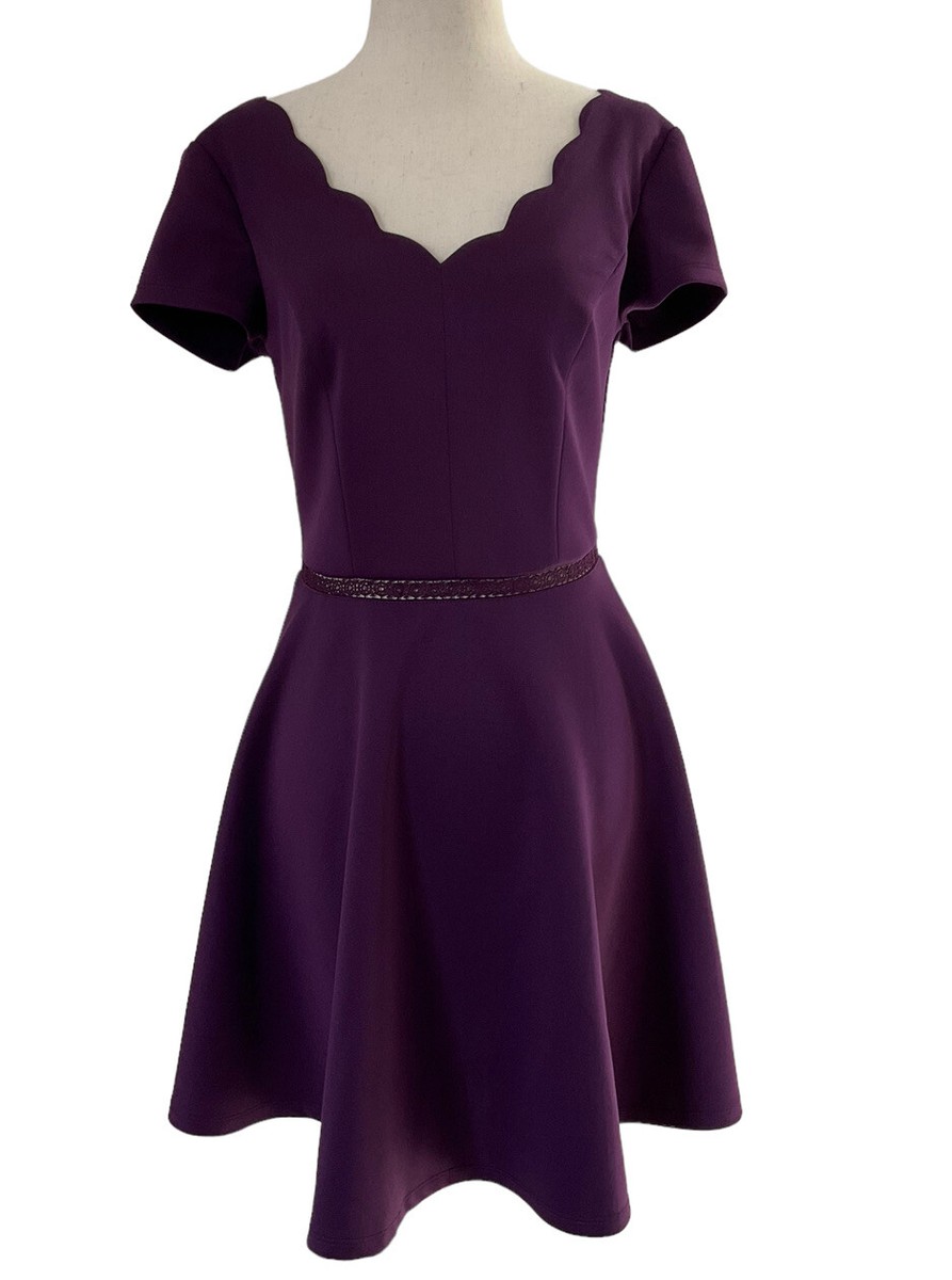 purple fit and flare dress Shimmer eyelet - Sheer Lilac Neck Silhouette Betsey Johnson Sz. 4 Fit