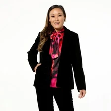 C Wonder by Christian Siriano Casual Velvet Ruffle Blazer Size XL Business Work