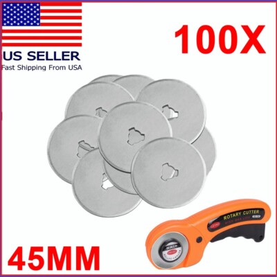 100X 45mm Blade + Rotary Cutter Sewing Quilters Fabric Leather Cutting Tool Set