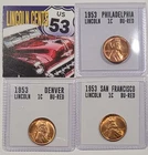 1953-P, D, S Full Red Uncirculated Lincoln Cent Set of 3 coins