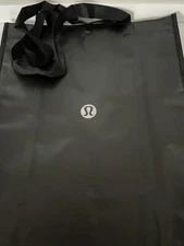 Lululemon Reusable Bag Tote Snap Closure Large Size 16x14x6.5" Black & White.