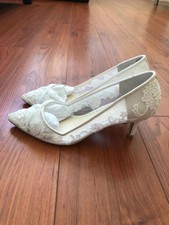 Bella Belle Monica Floral Lace Wedding Shoes Low Heel Pumps US Size5
