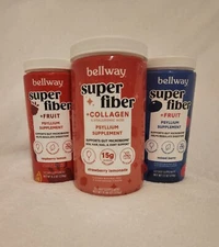 NEW Bellway Super Fiber Powder, Psyllium Husk Fiber Supplement Bundle (Lot Of 3)