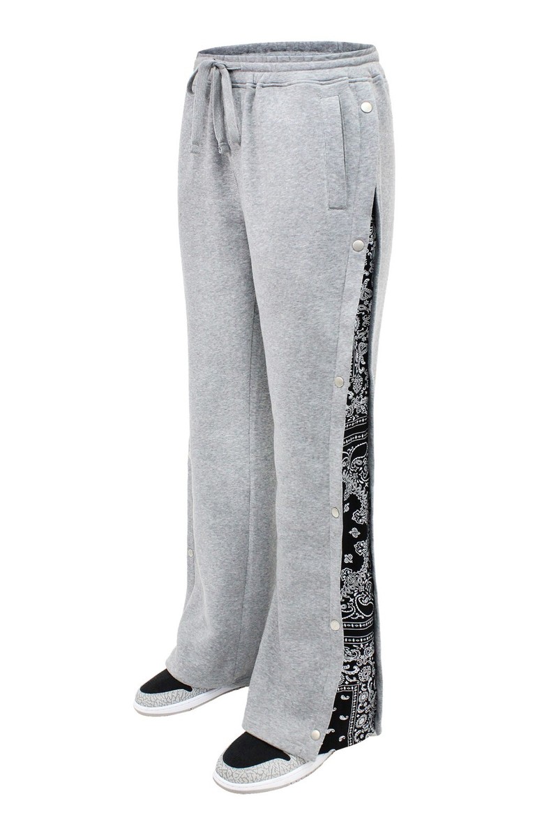 Victorious Men's Casual Side Snap On Flared Bandana Fleece