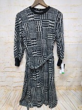 Sandra Darren Womens Dress Sz PL Black Pullover Long Sleeve Waist Tie Soft New