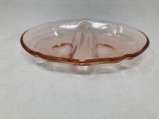 Pink elegant glass 2 part dish.