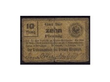 [13548] - BRZOZA NOTGELD (dziś: Międzychód), miasto, 10 pf, 15.02.1917. Krawat