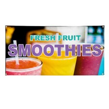 Vinyl Banner Multiple Sizes Fresh Fruit Smoothies Food and Drink Retail Outdoor