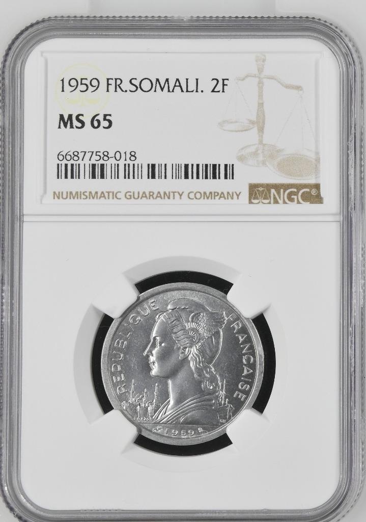 French Somali 2 Francs 1959 NGC MS 65