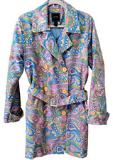 Izod Woman's Flower Power Trench Coat Jacket New Without Tags Size Medium
