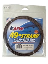 AFW K400C-0 49 Strand 7x7 Stainless Steel Shark Leader Cable 400lb Test 30 ft