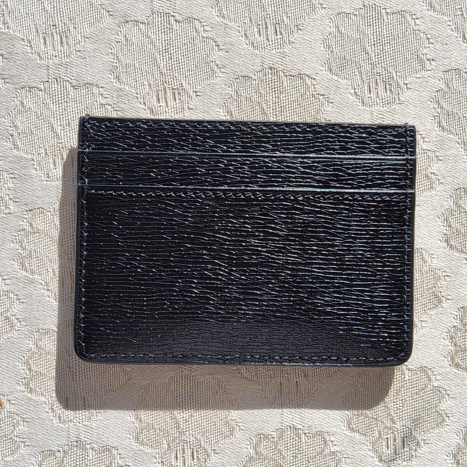 Gucci New in Box Black Card Case Gucci Script Leather 300 Retail eBay