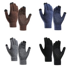 Men Crochet Knitted Anti Slip Full Finger Glove Touch Screen Cycling Warm Gloves