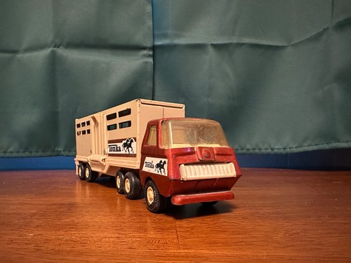 Vintage Tonka Diecast Metal Toy Horse Pickup Truck and Trailer Brown/Tan - Picture 3 of 10