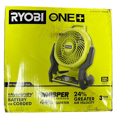 #ad RYOBI 7 1 2quot; PCL811 Jobsite Fan 18V Cordless Hybrid WHISPER SERIES Tool Only $41.99
