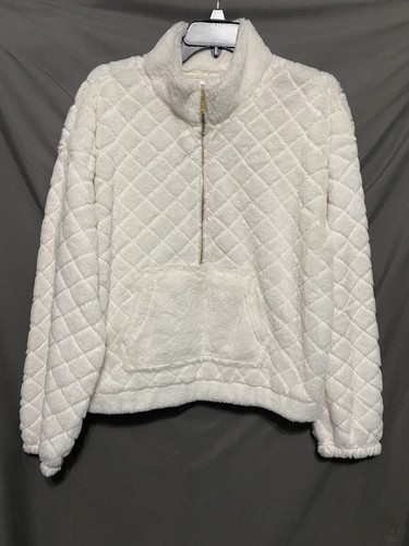 Women Jacket Size XL 15-17 Juniors 1/2 Zip Fleece Cream With DEFECTS - Picture 15 of 15