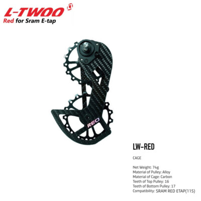 LTWOO Oversized Alloy Pulley Wheel Carbon Cage Rear Derailleur Fit Sram Red Etap