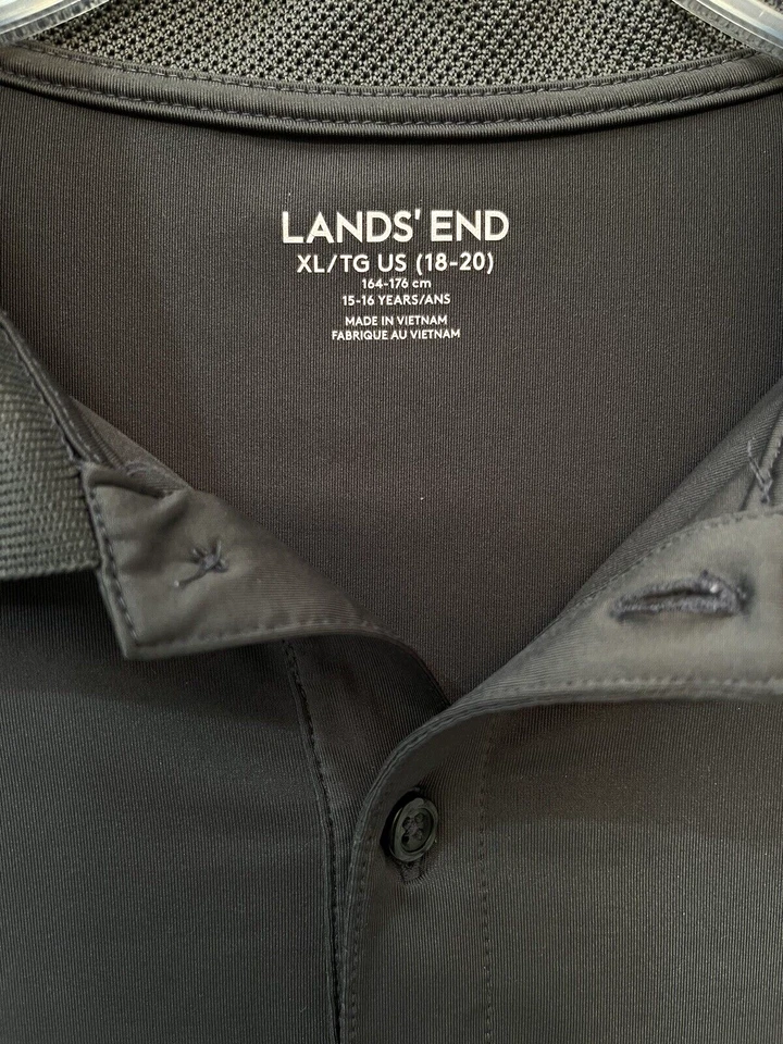 Camisa polo Lands End adolescentes meninos tamanho XL 18-20 manga curta desgaste ativo cinza - Imagem 3 de 4