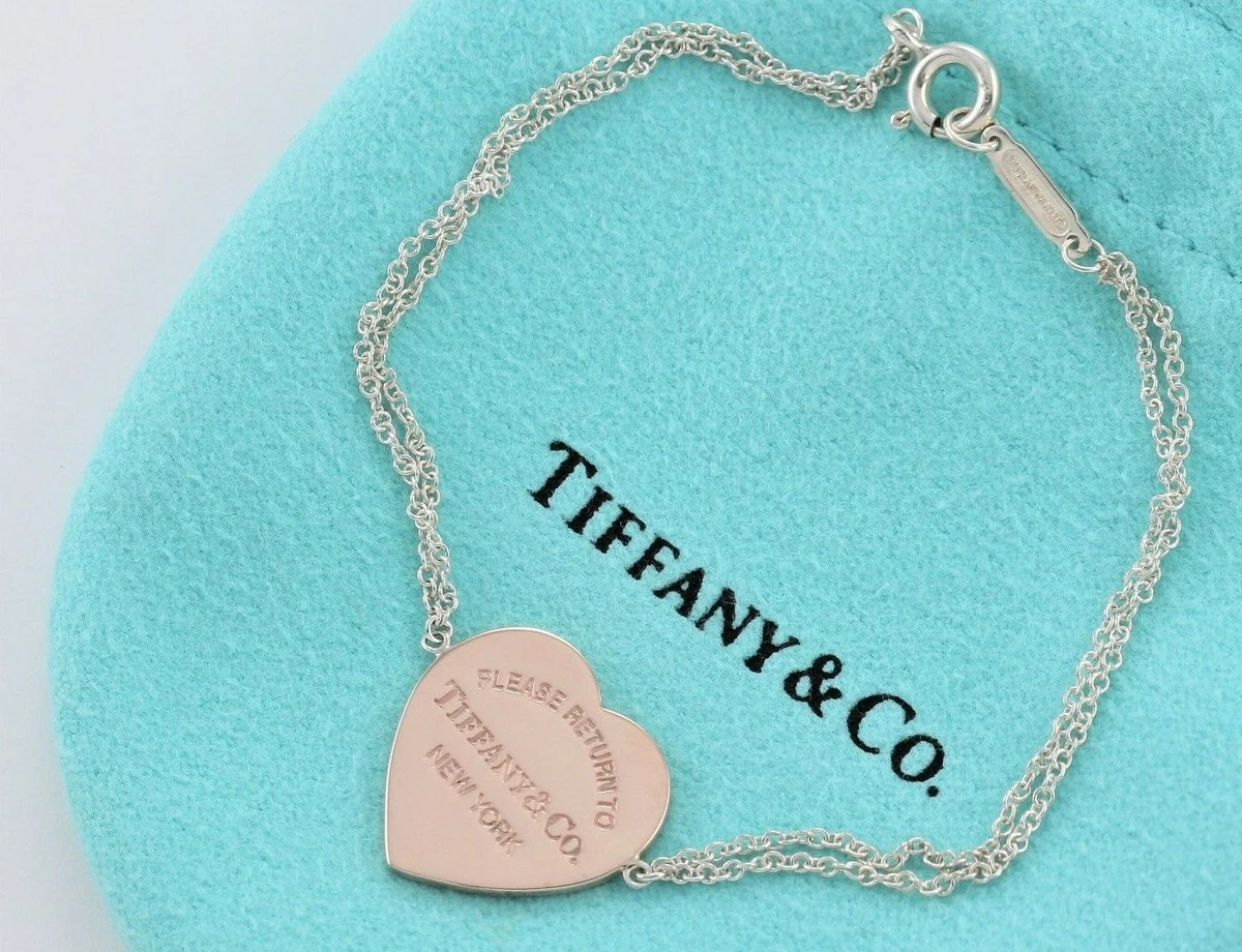 Please Return to Tiffany Co Rubedo Heart Charm Double Chain 6.75