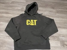 CAT Caterpillar Heavy Machinery Equipment Logo Hoodie Brown Pullover Small