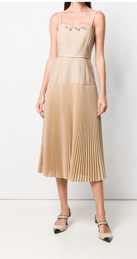 NWT FENDI MIDI perforated pleated dress SIZE 40 | eBay