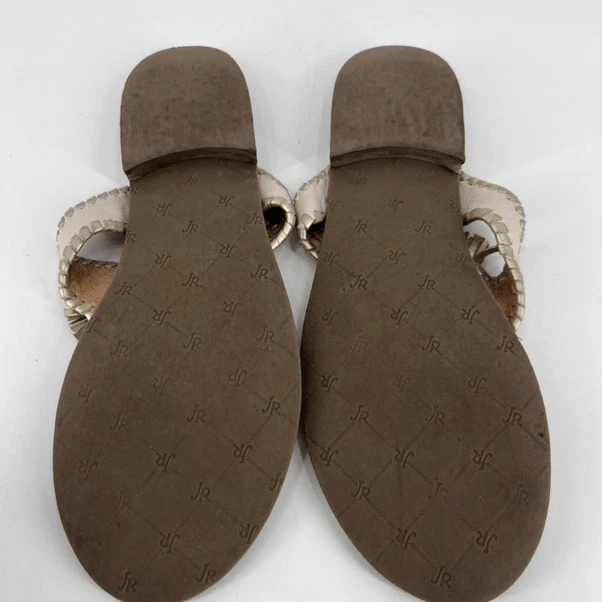 Sandalia Jack Rogers Alana en Hueso y Oro 8.5 Cuero Borlas Dorado Chancla Foto 3 de 4