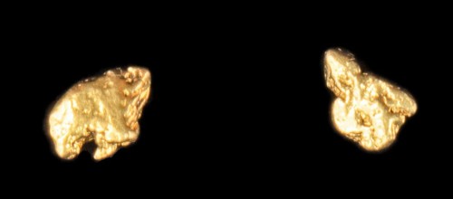 Genuine Natural Gold Nugget Calif. Alaska Post Earrings .53gr 5.43mm x 3.55mm