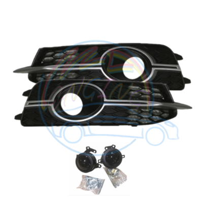 2PCS Front Bumper Grille Cover w/ ACC Cover For Audi A6 C7 S-Line