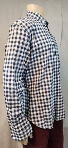 Camisa Top J Crew Azul y Blanco A Cuadros GRANDE Cuello Manga Larga Abotonada USADA - Imagen 3 de 6