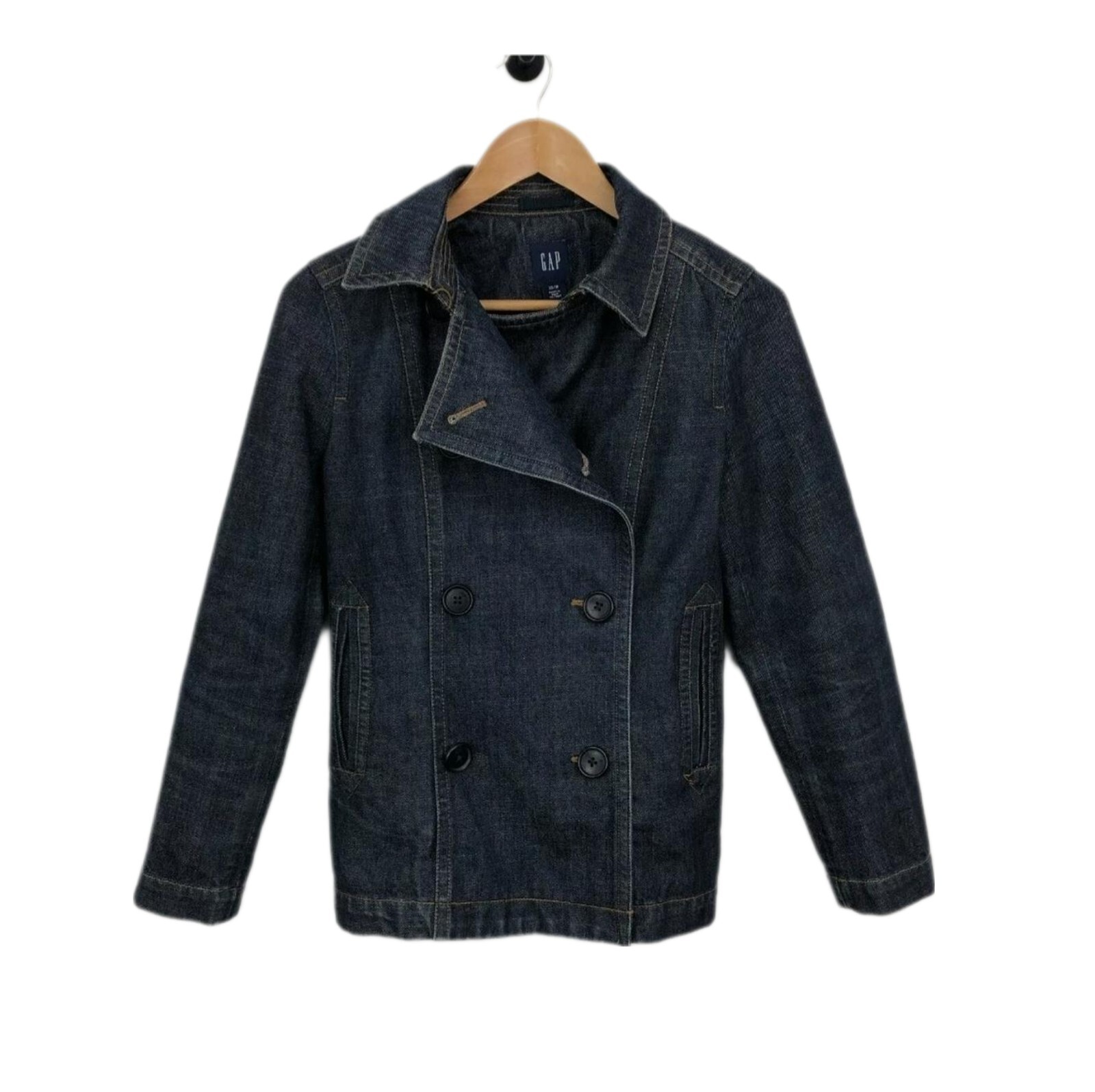 GAP Dark Blue Y2K 90s Denim Jacket Blazer Size XS UK 6-8-image