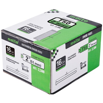 meite 16 Gauge Finish Nails 7/8'' to 2-1/2'' T -Head Galvanized Nails (6 Lengths)