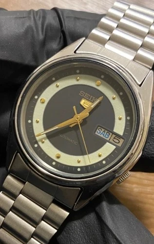 Seiko 5 Automatic 7009-6000 Vintage Day/Date Two-Tone Dial 34mm SS Bracelet