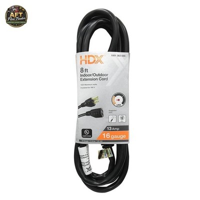 HDX 8 ft. Light Duty Indoor/Outdoor Extension Cord - Black