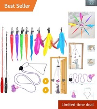 Fun Functional: Retractable Cat Wand Set with 9 Teaser Toys for Indoor Cats