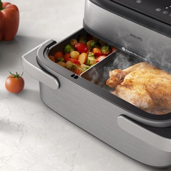 FRIGGITRICE AD ARIA DUALBASKET 9.5L FUNZIONE VAPORE E MEGACESTELLO foto 2
