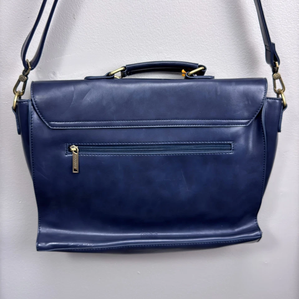 Ecosusi Womens Leather Laptop Tote Bag Navy Bow Academia Ivy League Editorial - Image 4 of 4