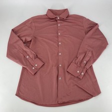 Mizzen Main Mens XL Trim Fit Gingham Performance Dress Shirt Red White Button Up