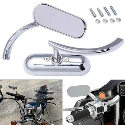 Chrome Oval Motorcycle Rear View Mirrors For Harley Sportster XL Softail Touring