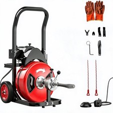 100Ft 3/4" Electric Drain Cleaning Machine 750W Ortable Auger for 4"-8" Pipes