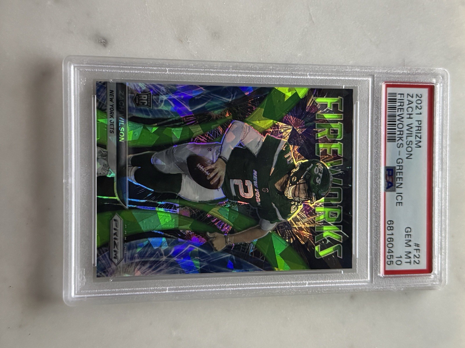 Zach Wilson Panini Prizm Fireworks #F22 Green Ice