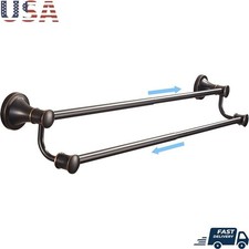 Adjustable Double Towel Bar Oil Rubbed Bronze Wall Mounted Rustic Towel Rack New
