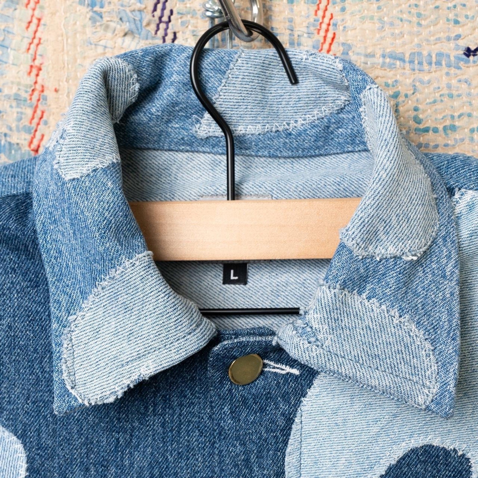 Custom upcycled patchwork denim jacket - image 3