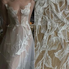 Wedding Dress Fabric Tulle Lace Embroidery Bridal 1 Yard Off