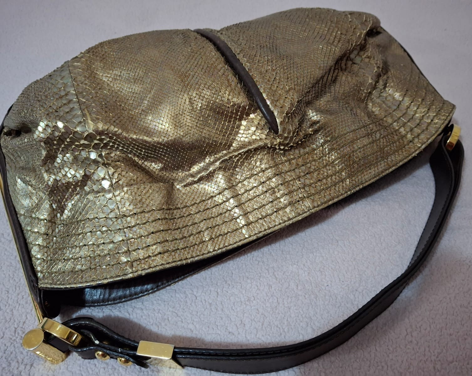 Jimmy Choo Gold-Multi Python with Brown leather t… - image 11