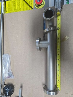 Varian UHV CF 275 14'' Tee with 1 Rotatable Flange and 90 Degree Bend on End